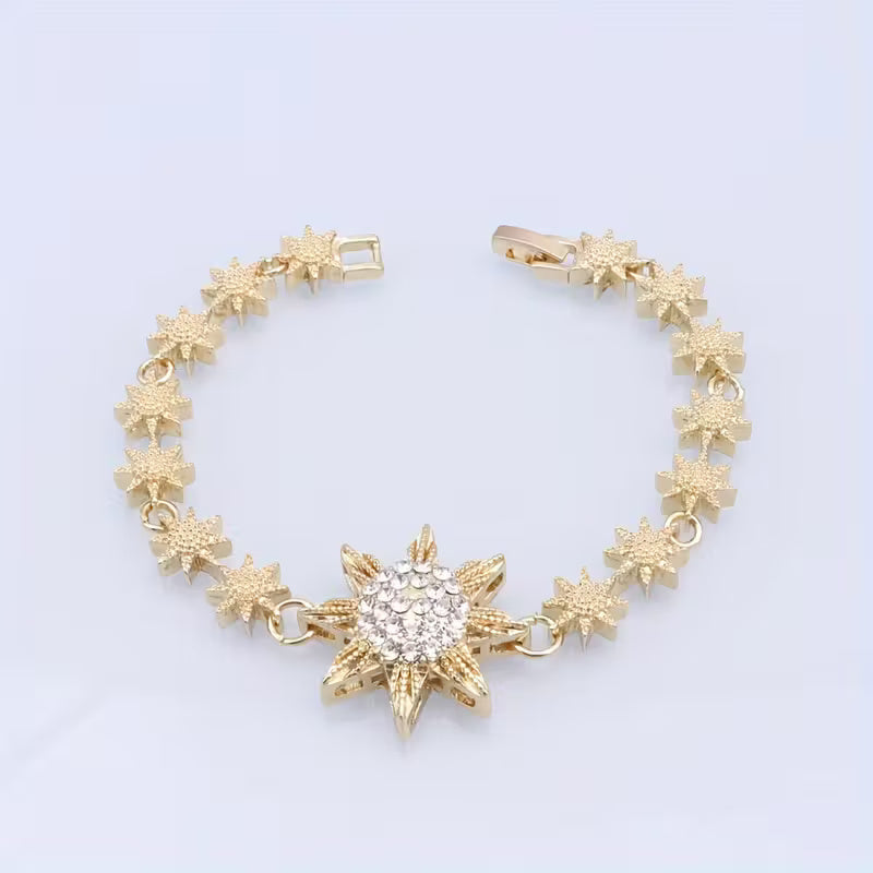 Statement-Set mit Halskette, Armband, Ohrringen und Ring in Sternform