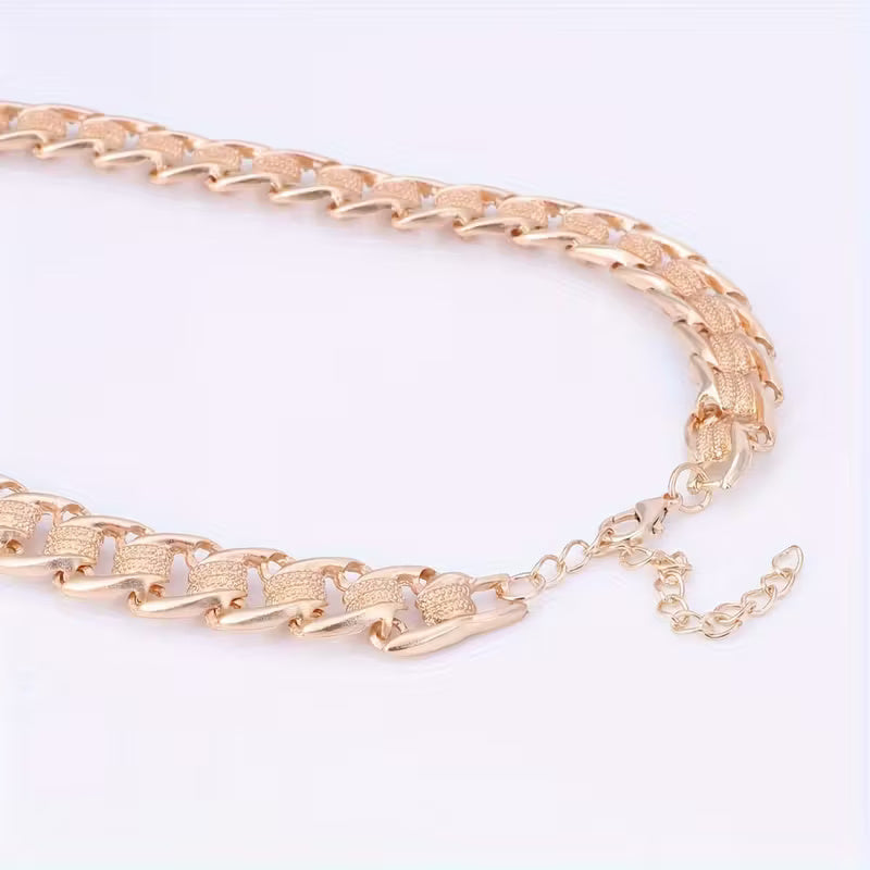 „Panzer“-Schmuckset in Roségold-Optik mit strukturierten Gliedern – 4-teilig