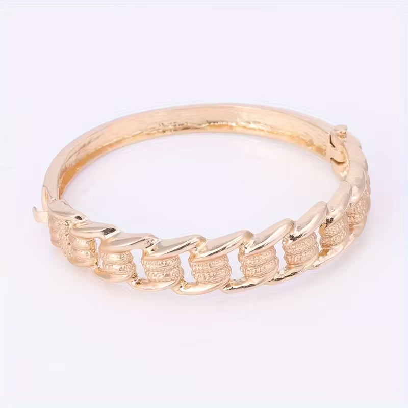 „Panzer“-Schmuckset in Roségold-Optik mit strukturierten Gliedern – 4-teilig